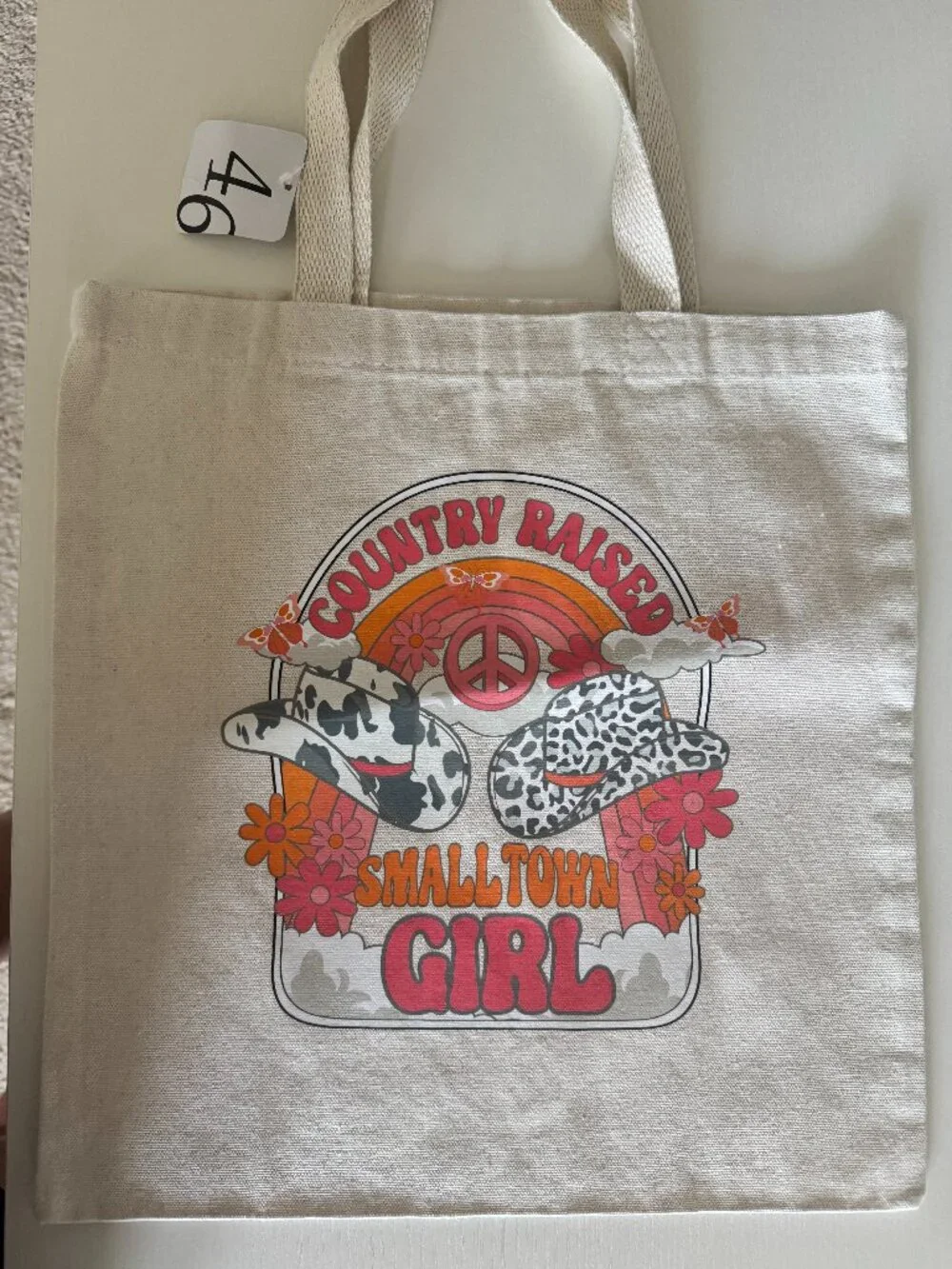 NWT Country Raised Small Town Girl Canvas Tote Bag Western Cowgirl Space 46